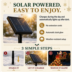 ✨ 2026 New Santa’s Flying Sleigh Gift Cascade – Solar Christmas Garden Light