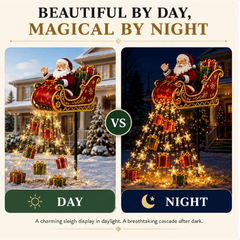 ✨ 2026 New Santa’s Flying Sleigh Gift Cascade – Solar Christmas Garden Light